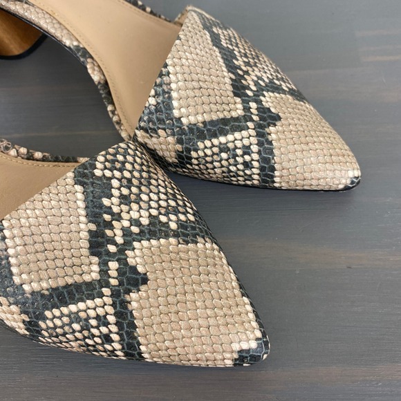 Antonio Melani Slingback Pump Women 9.5M Tan Snakeskin Leather Chunky Block Heel - Picture 3 of 10